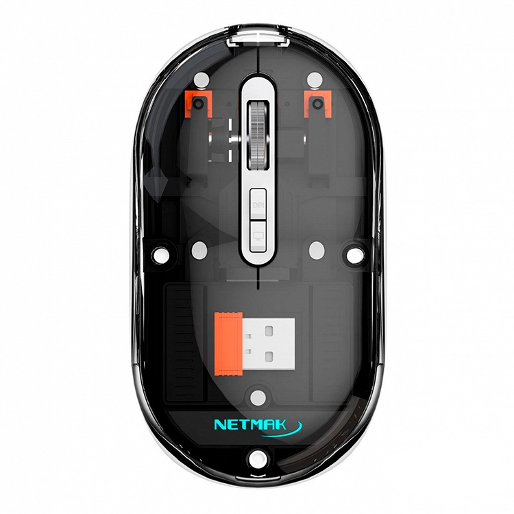 Mouse Netmak Optimize M670 Inalambrico Transparente Negro 2.4GHZ BT 5.0 Art.NM-M670